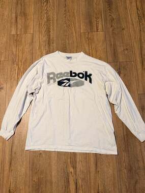 Vintage 90s Reebok Single Stitch Long Sleeve Big Logo T-Shirt XL